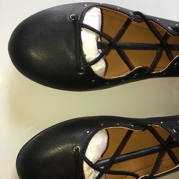 Mia Lace-up Ballet Flat Black GG484 Benni Black - Picture 3 of 8